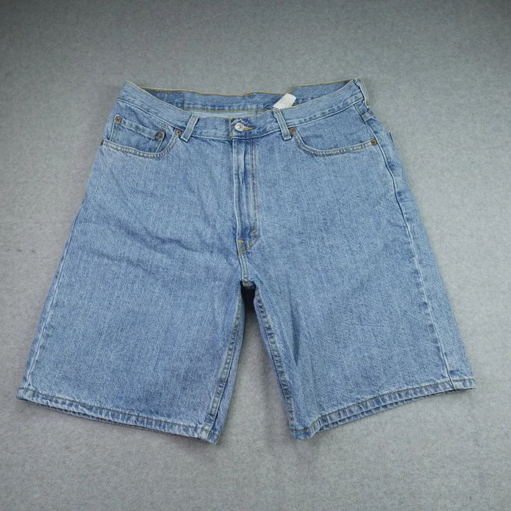 Levis 550 Shorts Mens 36 Blue Relaxed Fit Denim Jean Cutoff Casual